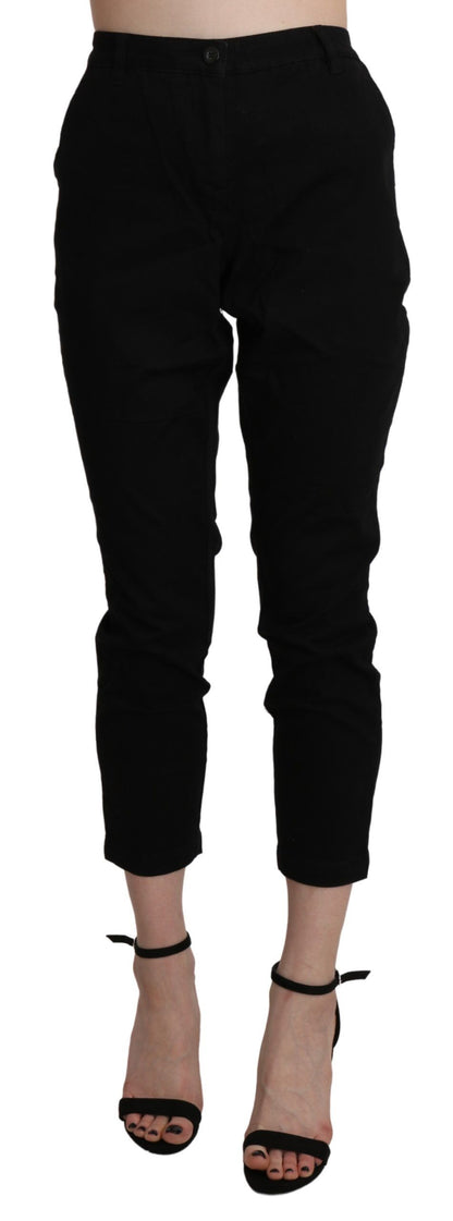  - Chic High Waist Cropped Black Jeans