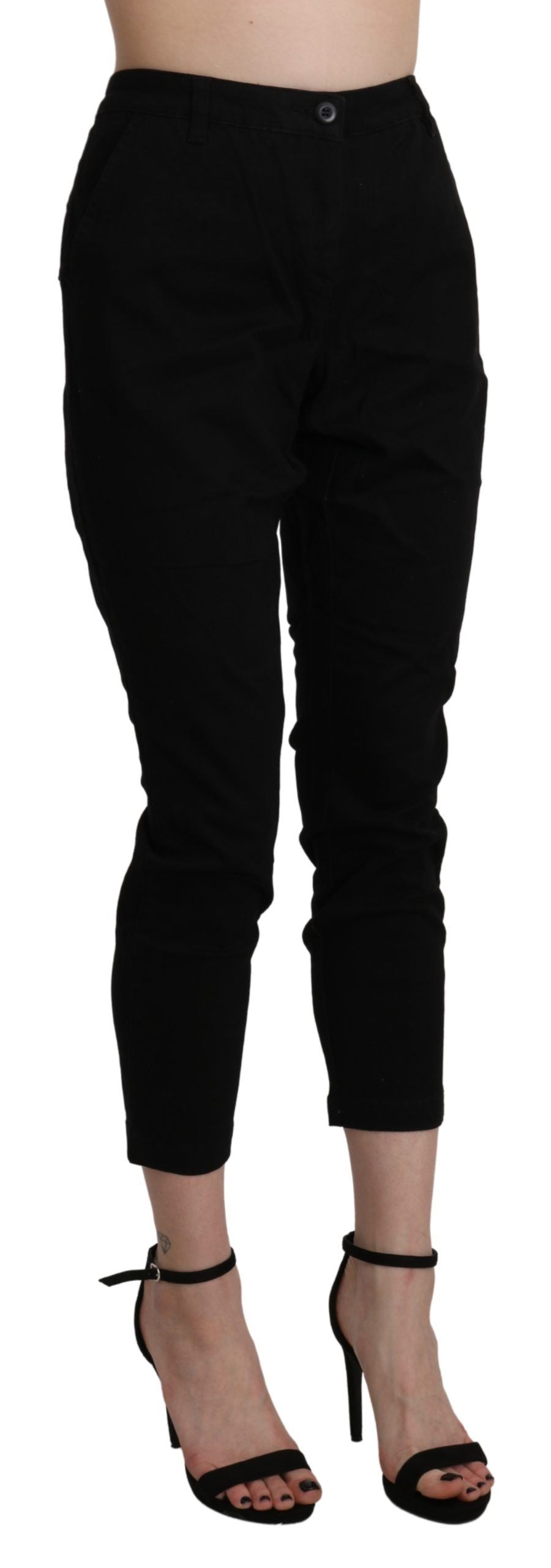  - Chic High Waist Cropped Black Jeans