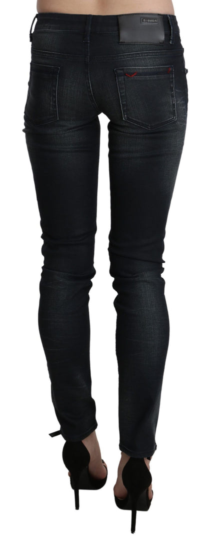  - Elegant Low Waist Skinny Black Jeans