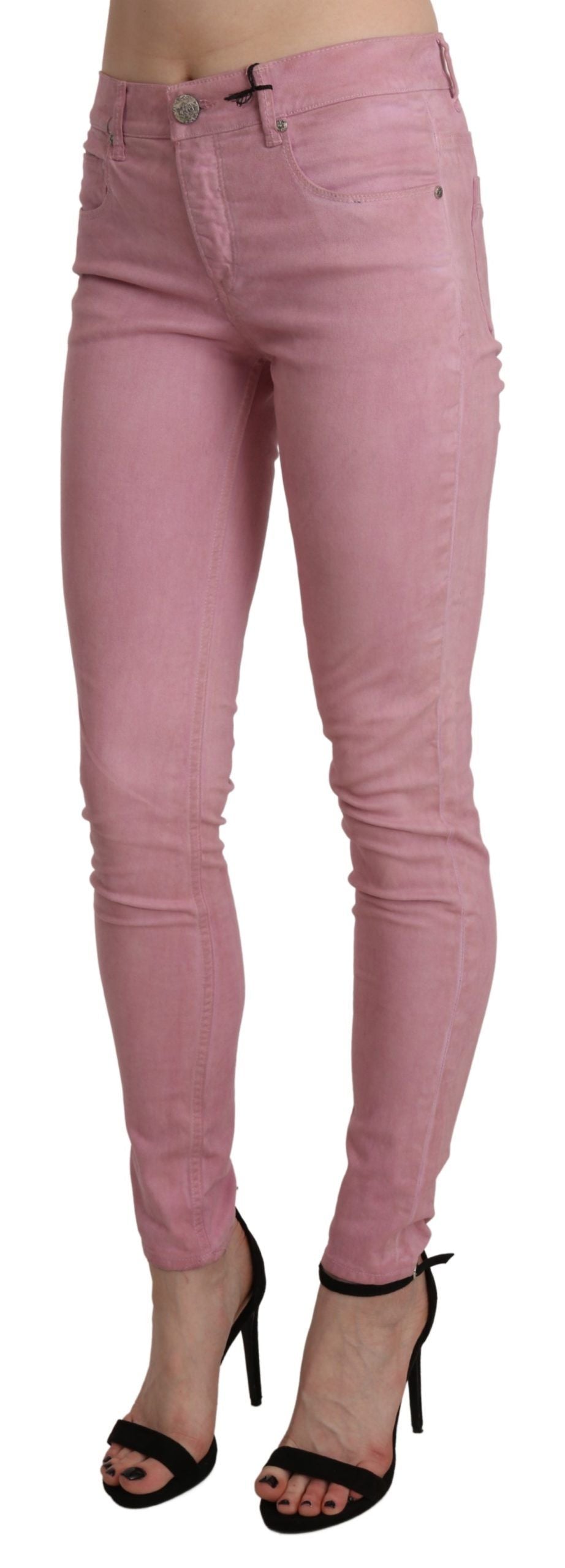  - Chic Pink Mid Waist Skinny Jeans