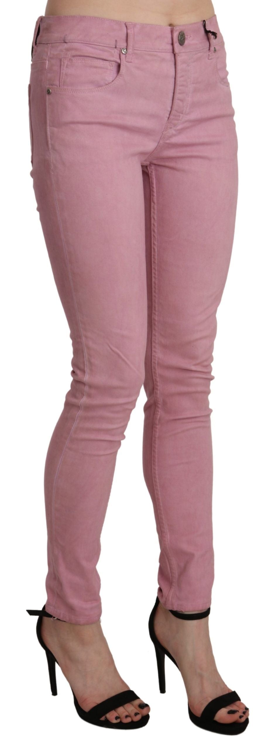  - Chic Pink Mid Waist Skinny Jeans