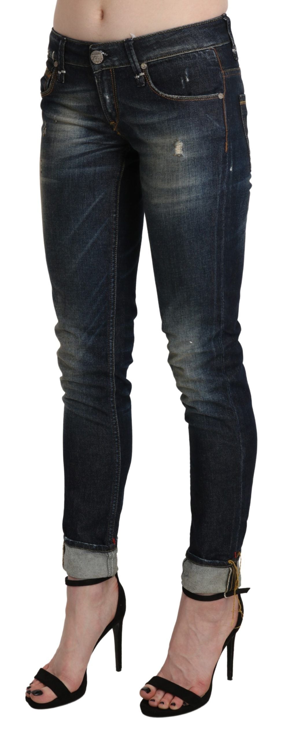  - Chic Dark Blue Skinny Cropped Jeans