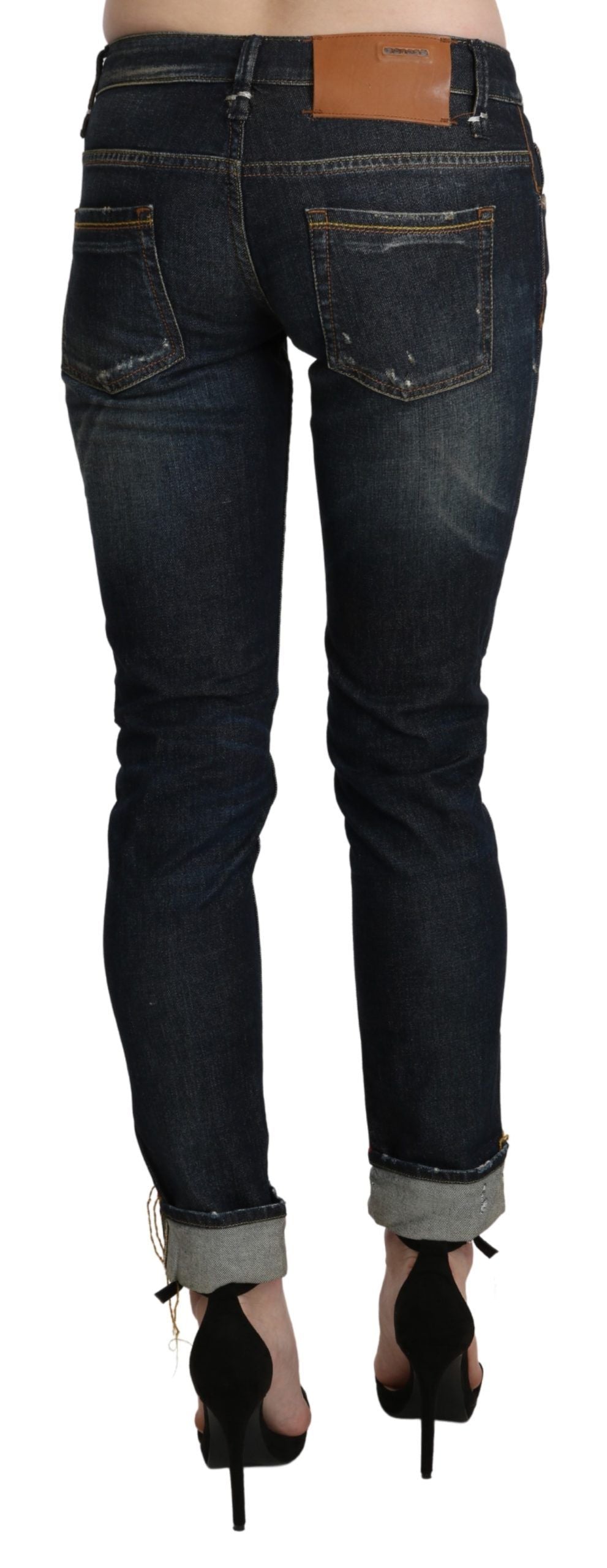  - Chic Dark Blue Skinny Cropped Jeans