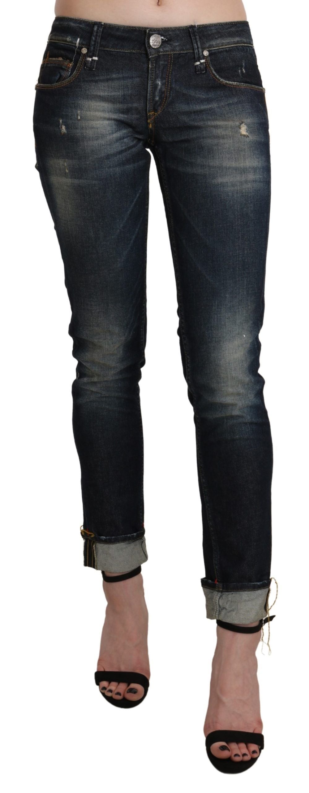  - Chic Dark Blue Skinny Cropped Jeans