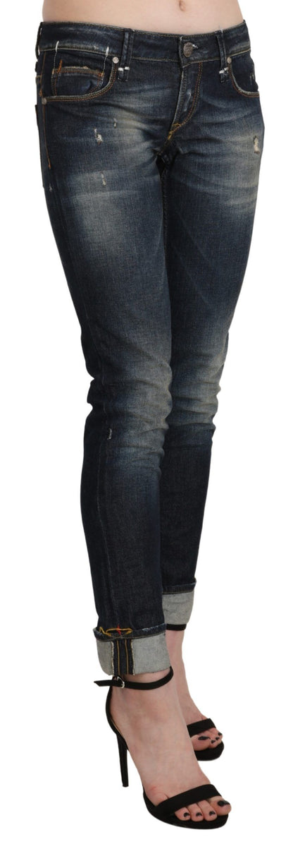  - Chic Dark Blue Skinny Cropped Jeans