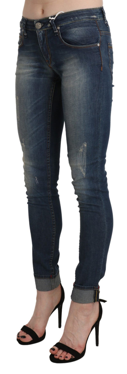  - Chic Blue Washed Skinny Cropped Jeans