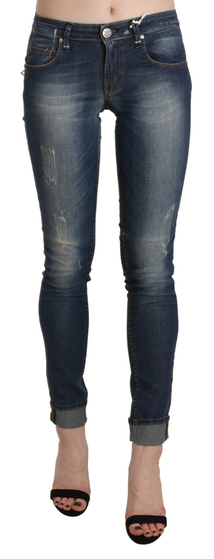  - Chic Blue Washed Skinny Cropped Jeans