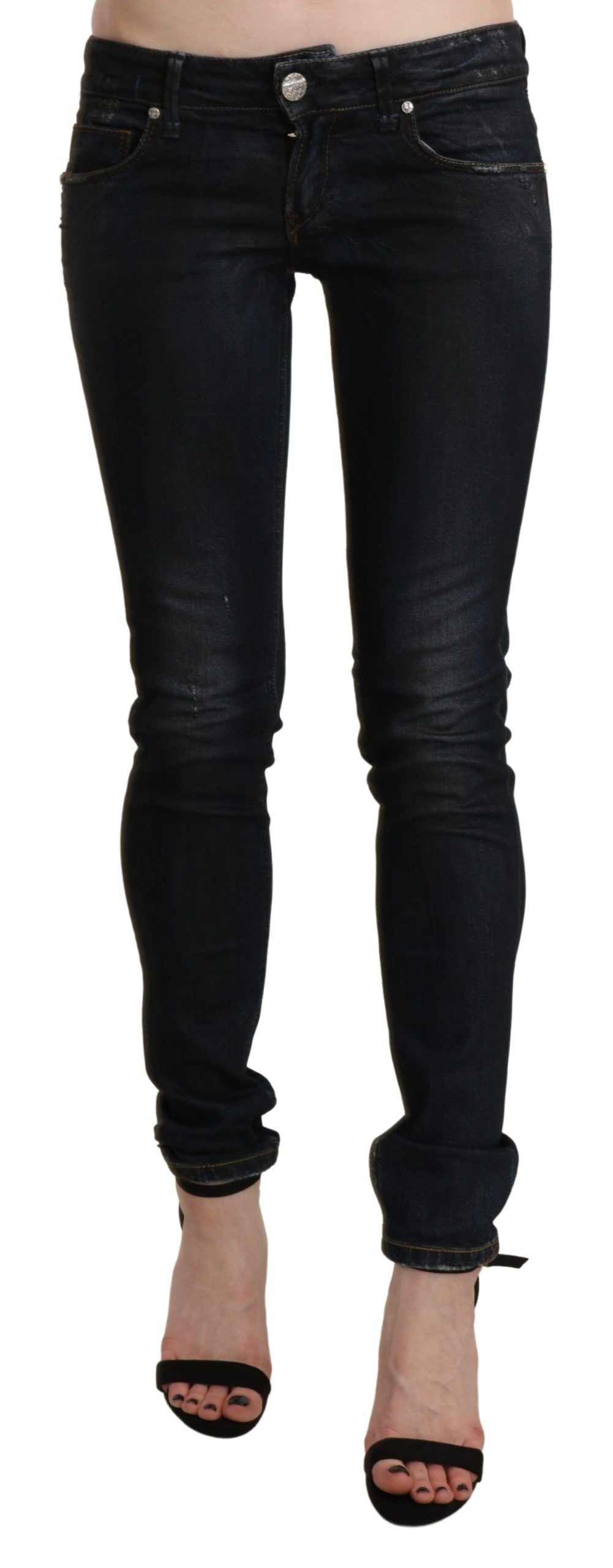  - Chic Low Waist Skinny Black Jeans