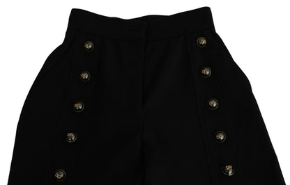  - Elegant High Waist Wide Leg Virgin Wool Trousers