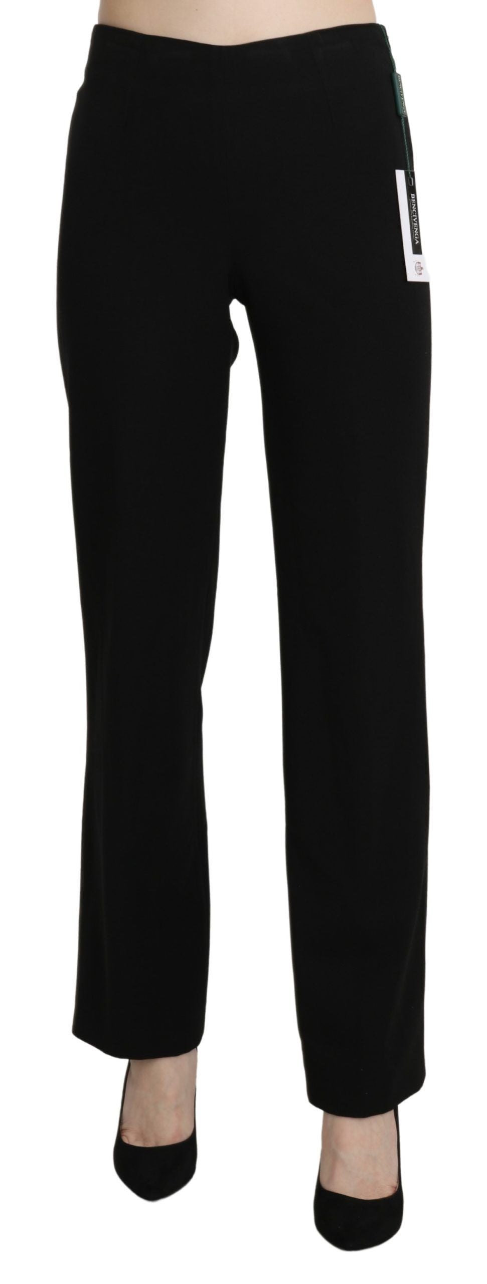  - Elegant Black High Waist Straight Pants