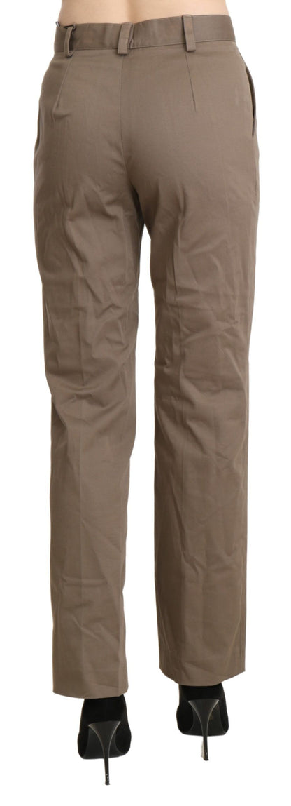  - Elegant High Waist Straight Pants in Brown