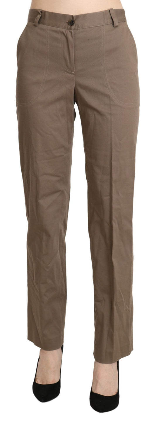  - Elegant High Waist Straight Pants in Brown