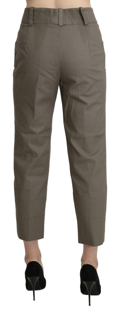  - Elegant High Waist Cropped Pants in Gray