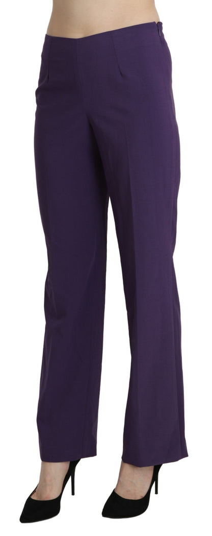  - Elegant High Waist Violet Straight Pants