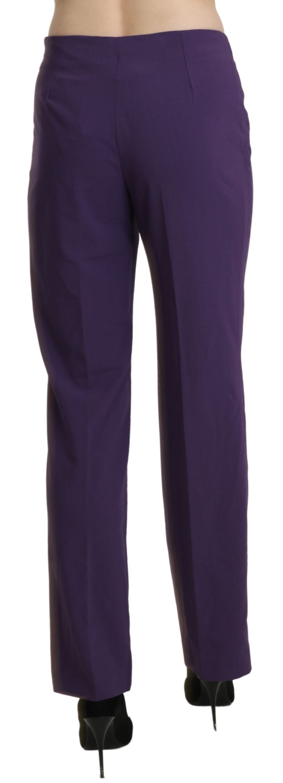  - Elegant High Waist Violet Straight Pants