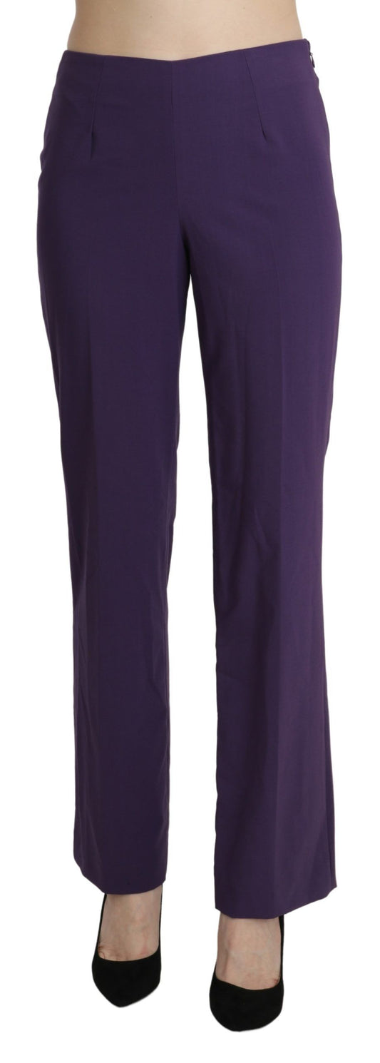  - Elegant High Waist Violet Straight Pants