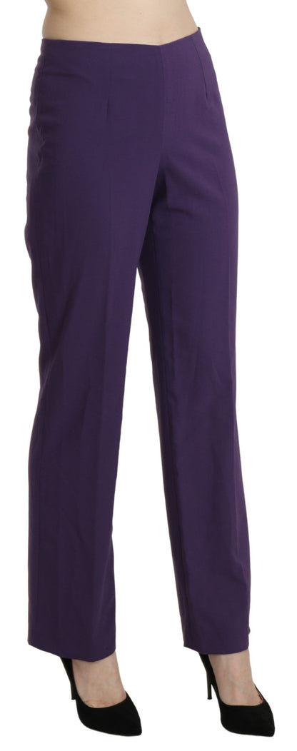  - Elegant High Waist Violet Straight Pants