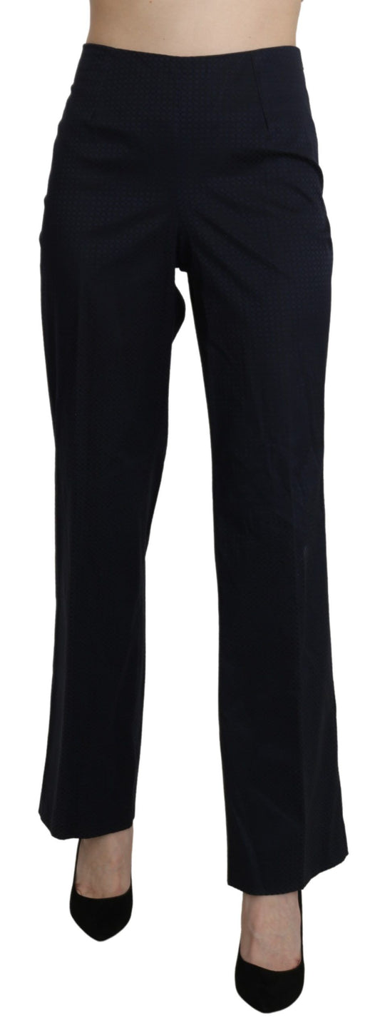  - Navy Blue High Waist Straight Cotton Pants