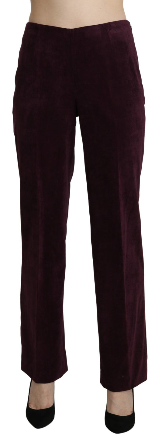  - Elegant High Waist Straight Purple Pants