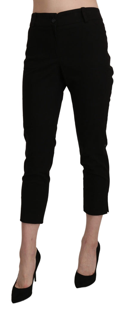  - Elegant Black High Waist Cropped Pants