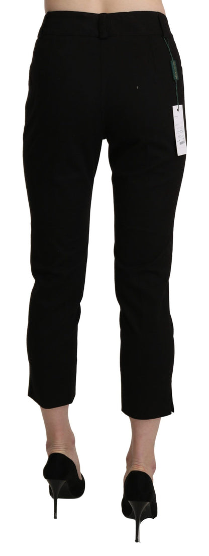  - Elegant Black High Waist Cropped Pants