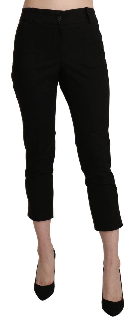  - Elegant Black High Waist Cropped Pants