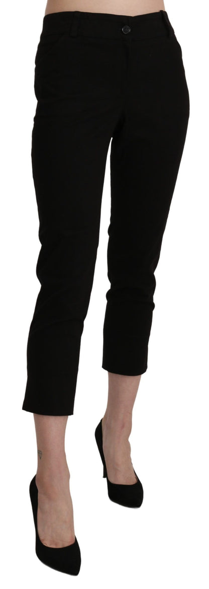  - Elegant Black High Waist Cropped Pants