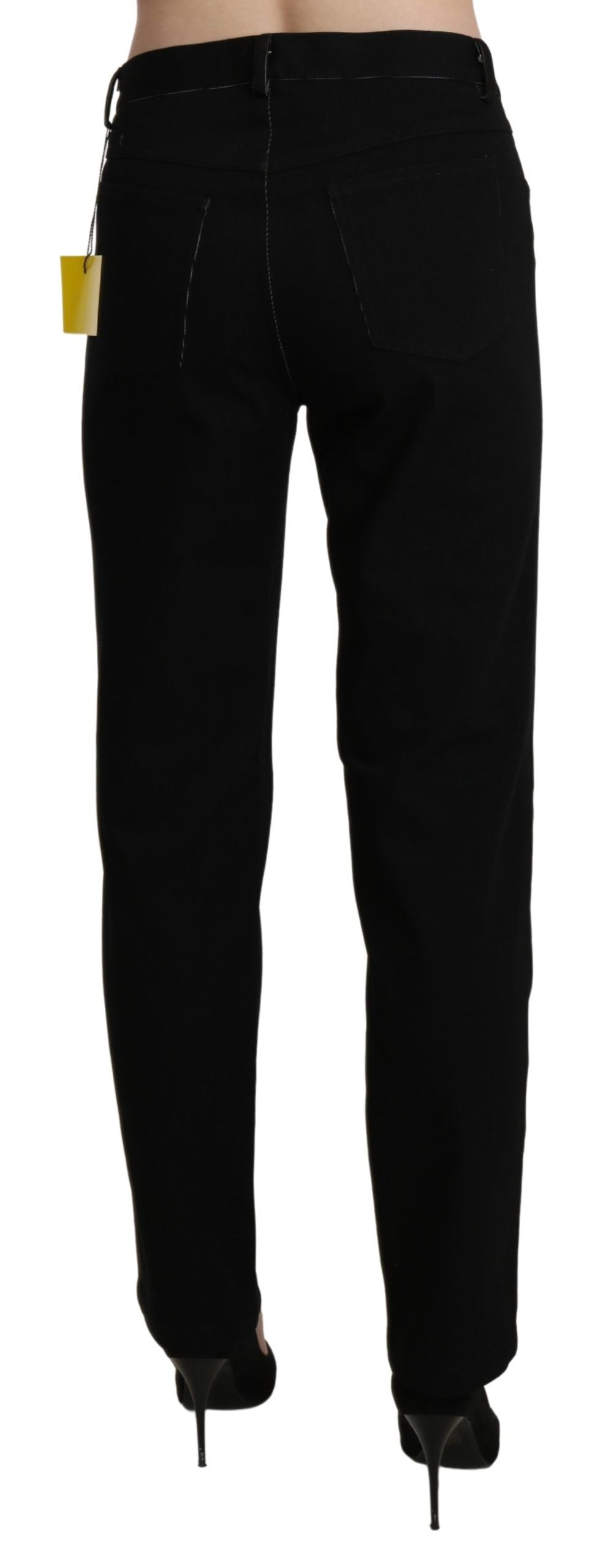  - Elegant High Waist Straight Black Trousers