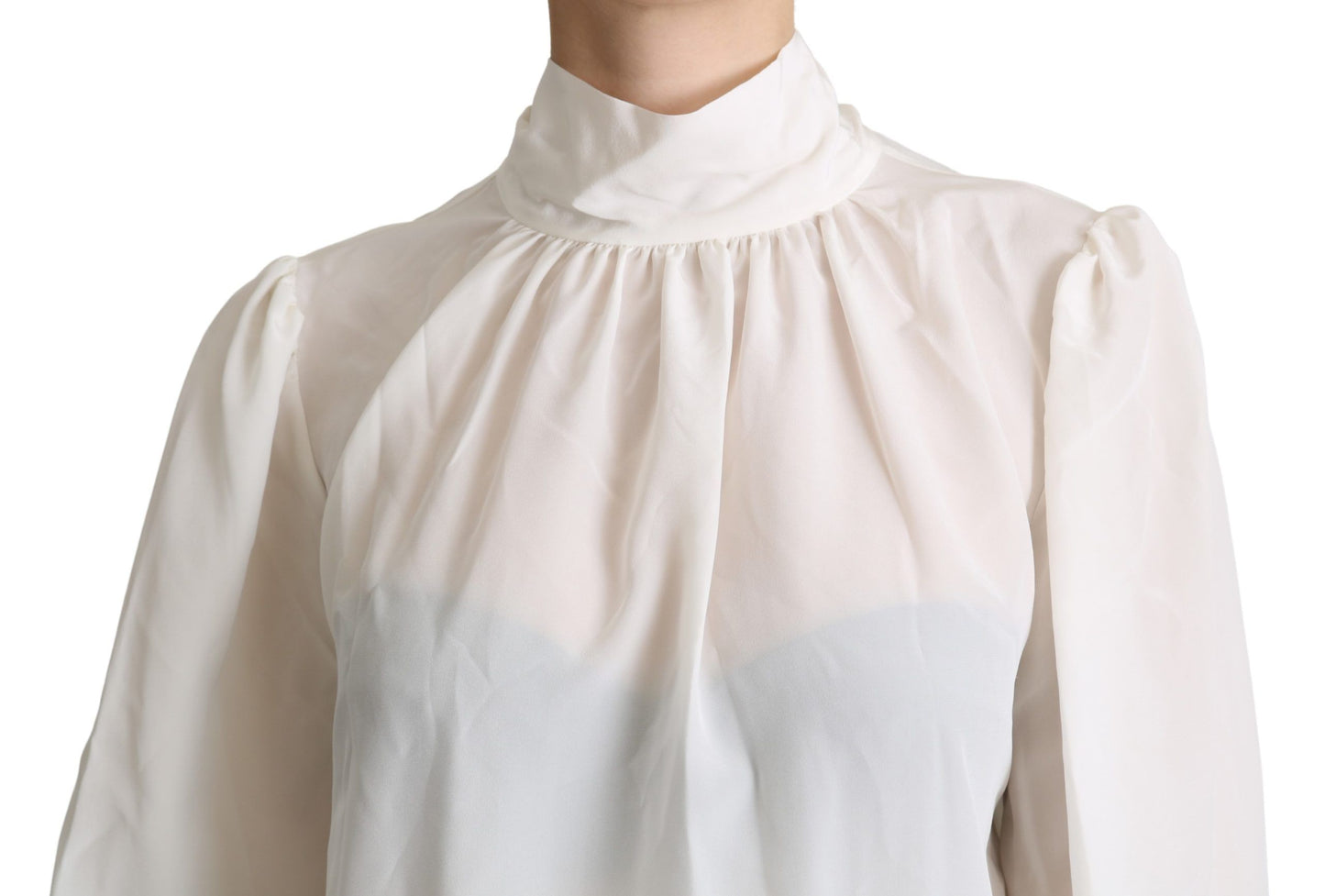  - Elegant White Silk Pussy Bow Blouse