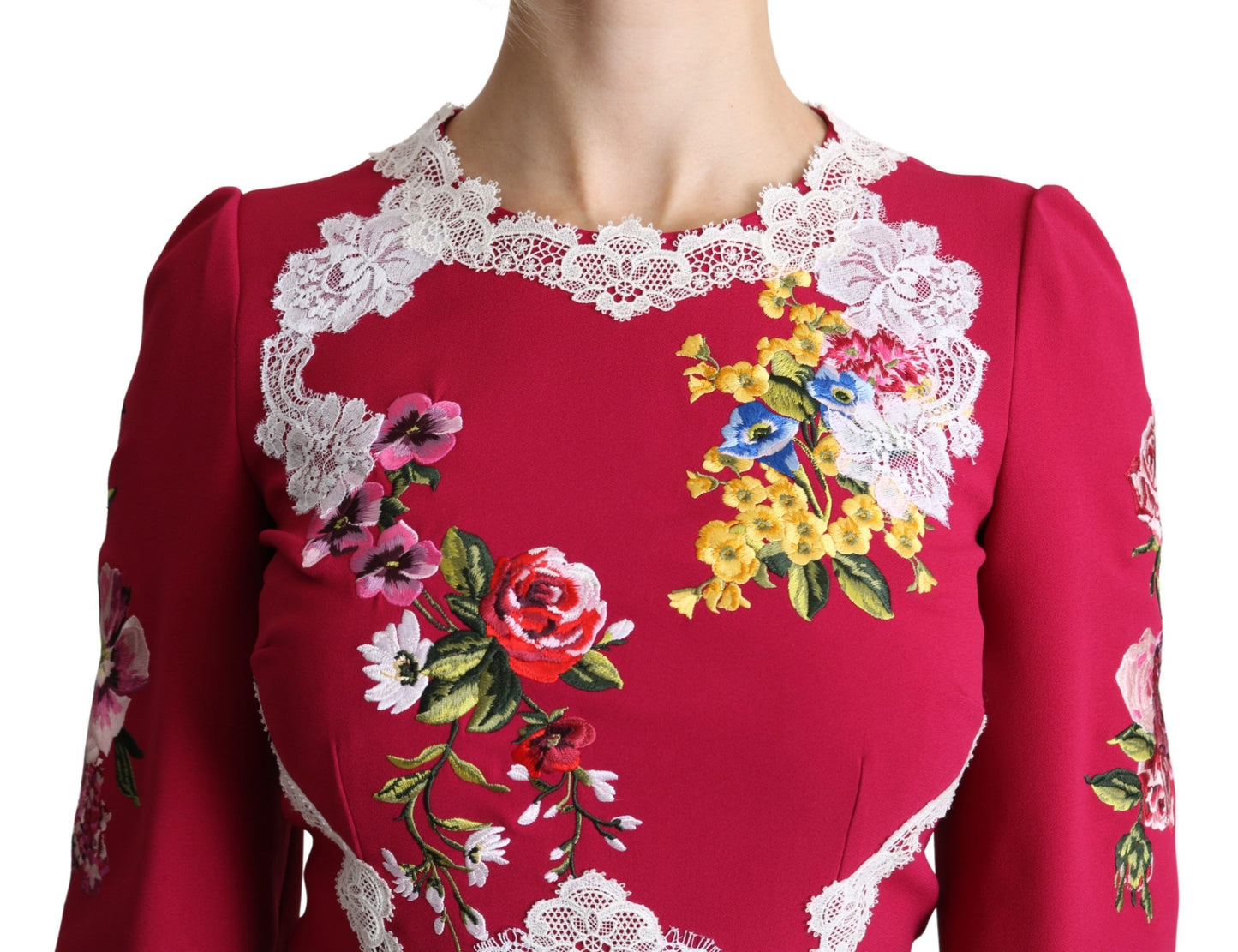  - Floral Embroidered Sheath Midi Dress