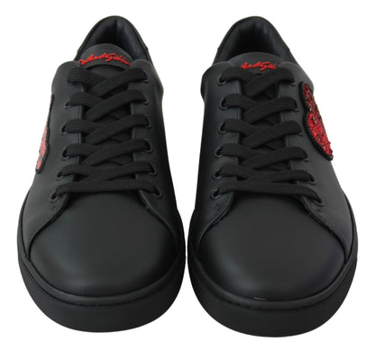 Elegant Leather Sneakers with Red Accents - The Luxe Alliance