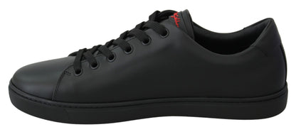 Elegant Leather Sneakers with Red Accents - The Luxe Alliance