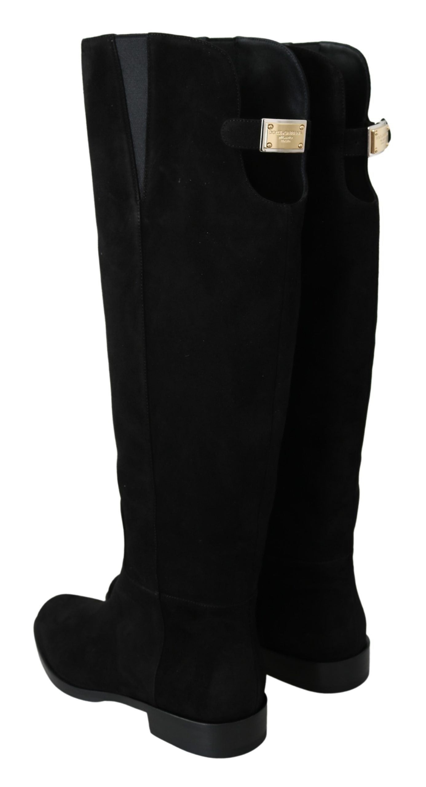  - Elegant Black Suede Knee High Boots