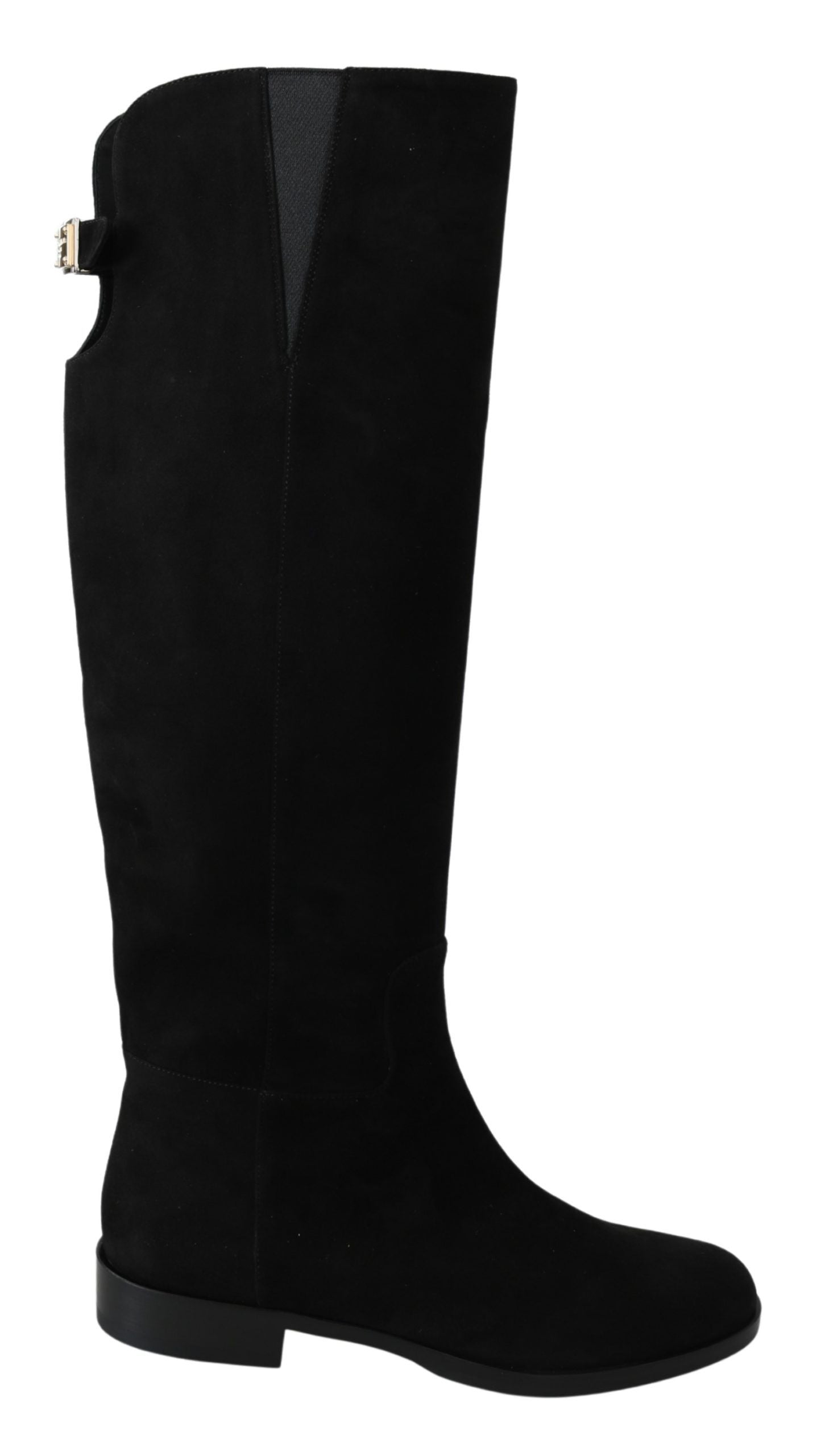  - Elegant Black Suede Knee High Boots