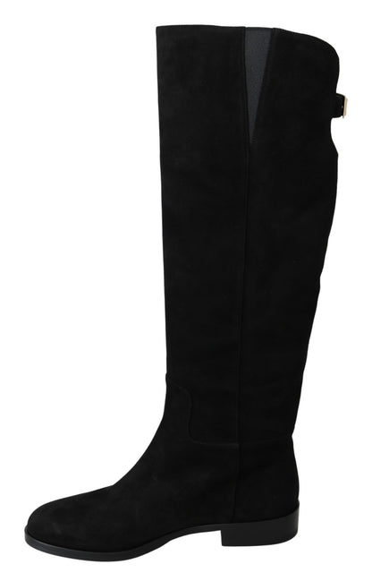  - Elegant Black Suede Knee High Boots