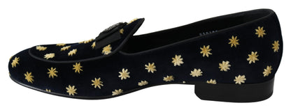  - Elegant Velvet Crown Embroidery Loafers