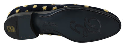  - Elegant Velvet Crown Embroidery Loafers