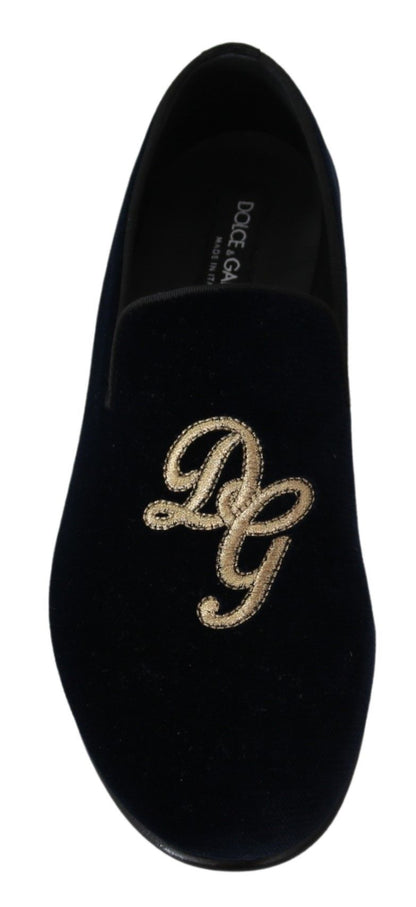  - Elegant Blue Embroidered Loafers