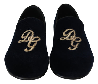  - Elegant Blue Embroidered Loafers