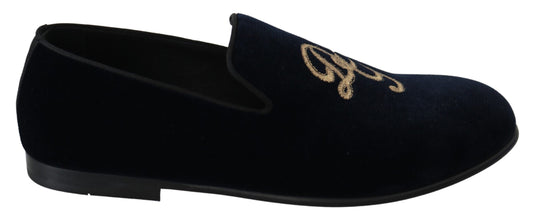  - Elegant Blue Embroidered Loafers