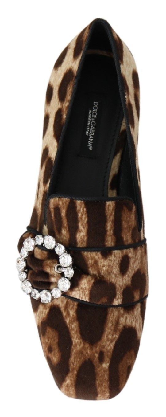  - Leopard Print Crystal Embellished Loafers