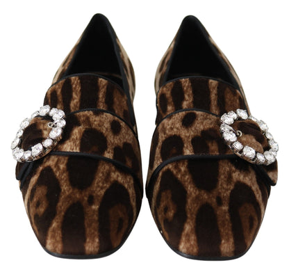  - Leopard Print Crystal Embellished Loafers