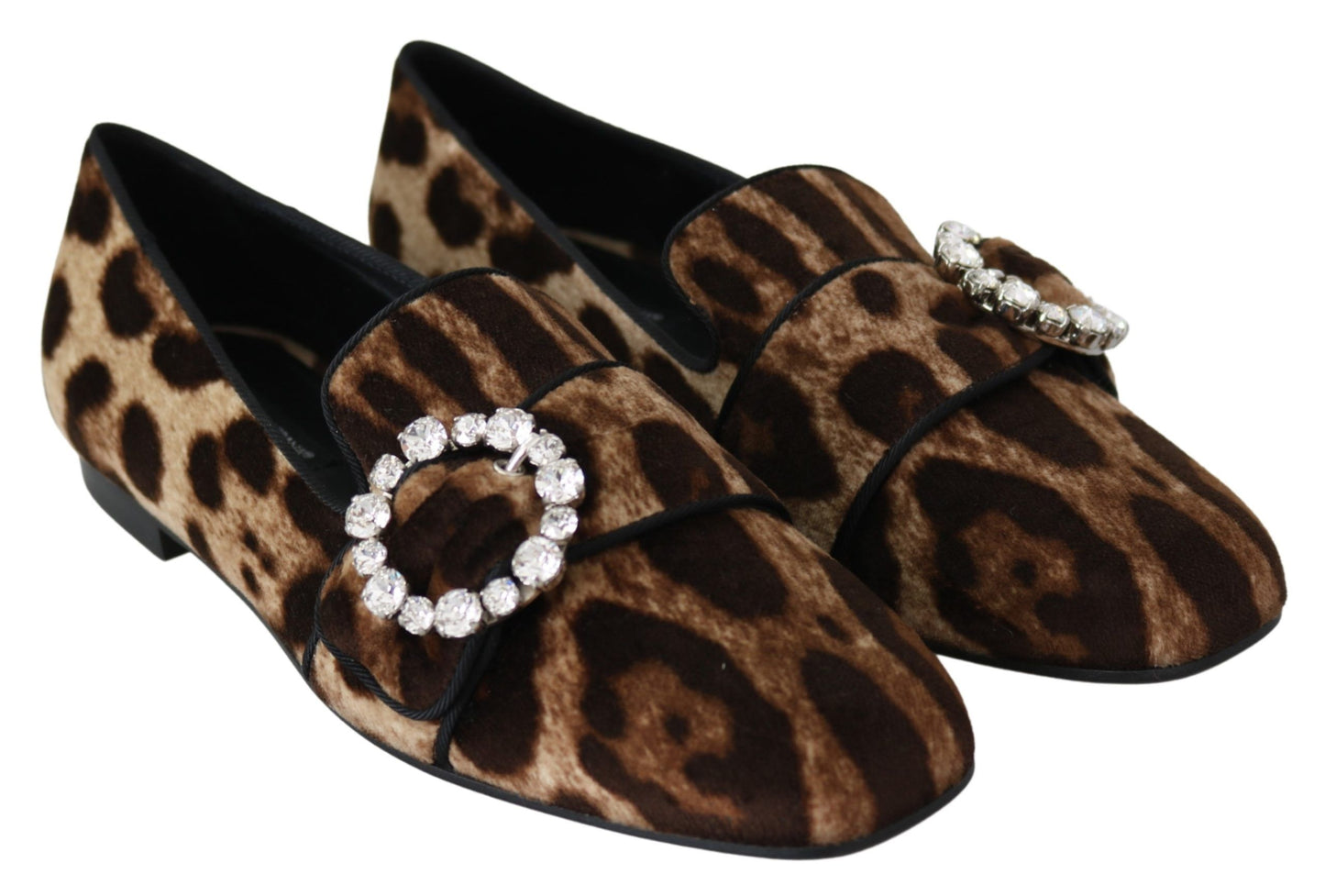  - Leopard Print Crystal Embellished Loafers