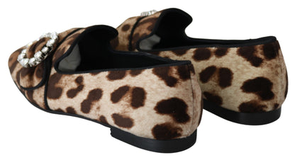  - Leopard Print Crystal Embellished Loafers