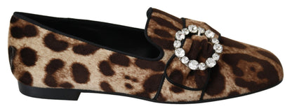  - Leopard Print Crystal Embellished Loafers