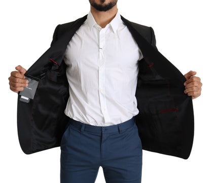  - Elegant Black Jacquard Slim Fit Blazer