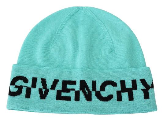 Aquamarine Green Wool Beanie with Signature Logo - The Luxe Alliance