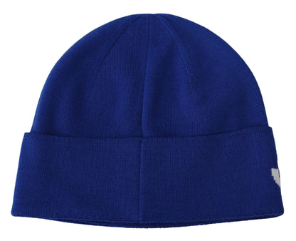  - Chic Unisex Cobalt Wool Beanie with Logo Detail