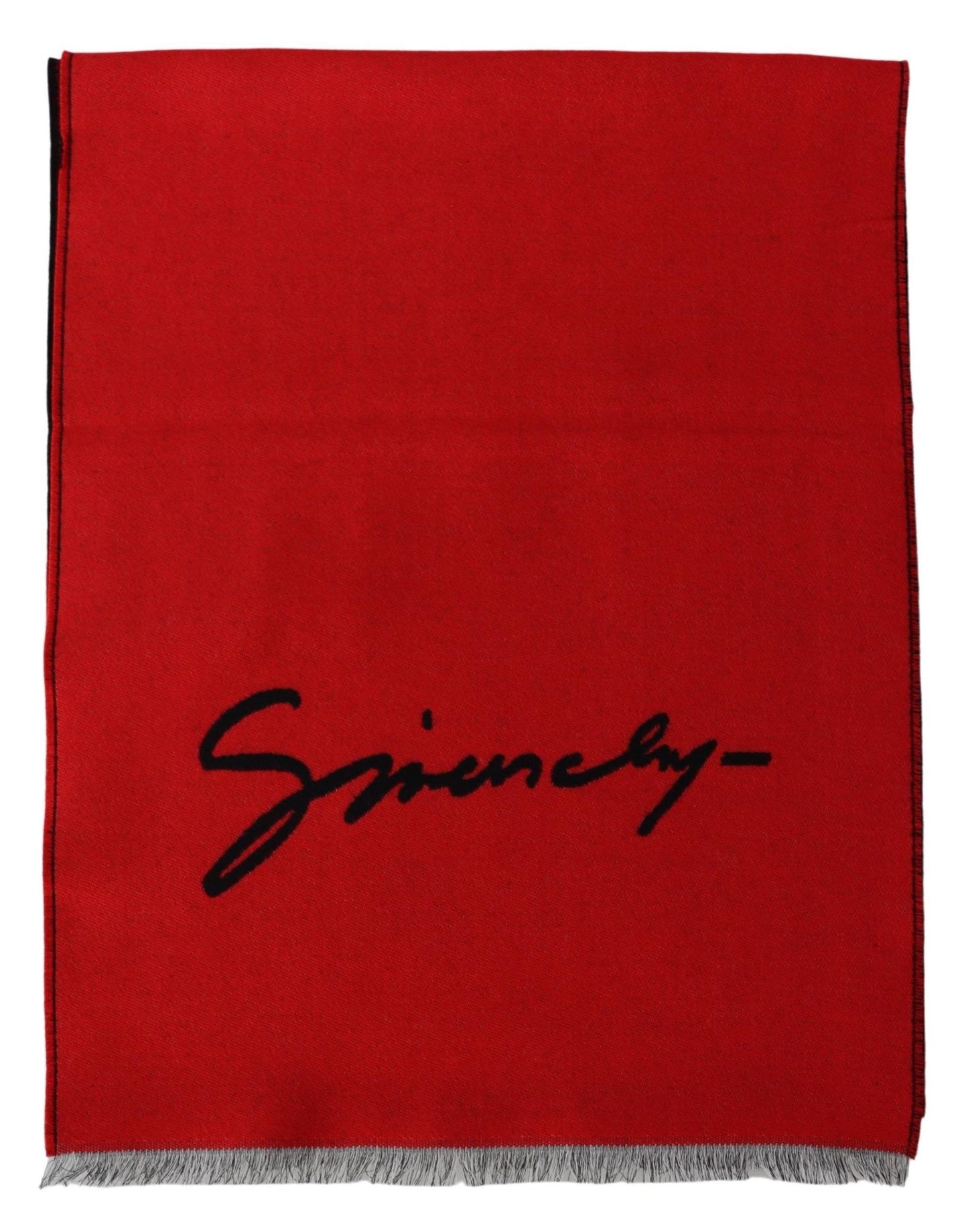  - Elegant Red Wool Blend Unisex Scarf