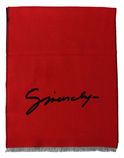  - Elegant Red Wool Blend Unisex Scarf